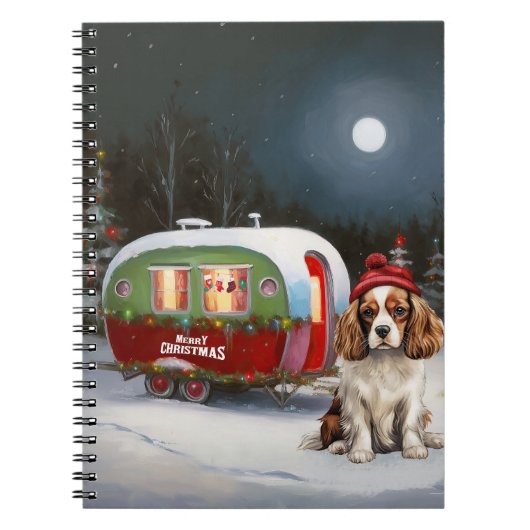 Carnet Cavalier King Charles Spaniel Caravane Noël (Devant)