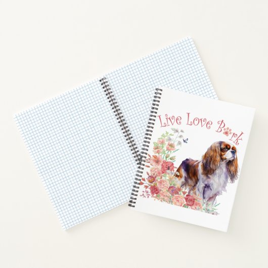 Carnet Cavalier King Charles Spaniel Chien Maman Florale (Intérieur)