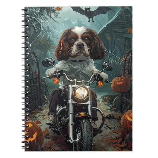Carnet Cavalier King Charles Spaniel Halloween effrayant (Devant)