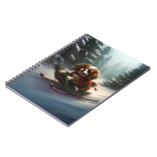 Carnet Cavalier King Charles Spaniel neige de Noël (Côté gauche)