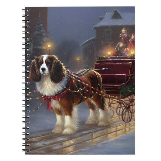 Carnet Cavalier King Charles Spaniel Noël Festive (Devant)