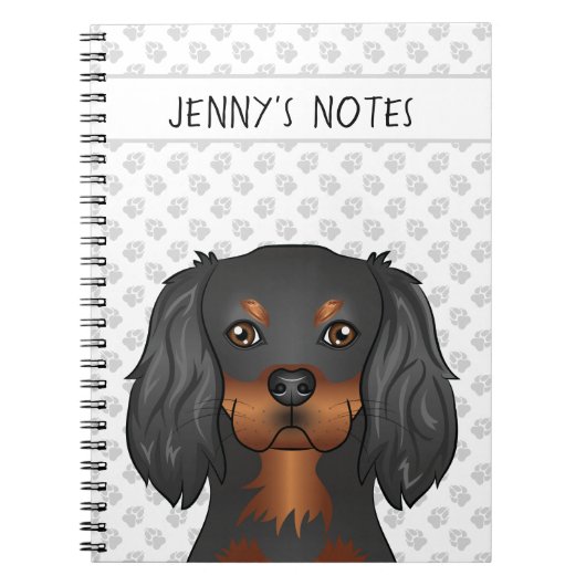 Carnet Cavalier King Charles Spaniel noir et feu & Texte (Devant)