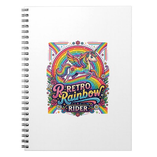 Carnet Cavalier Licorne Arc-en-Ciel Rétro (Devant)
