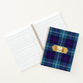Carnet Celadon bleu Plaid Tartan or Monogramme (Intérieur)