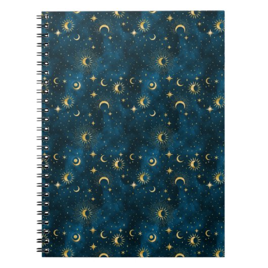 Carnet Céleste Bleu et Or Starry Night Crescent Lune (Devant)