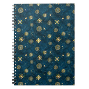 Carnet Céleste Bleu et Or Starry Night Crescent Lune