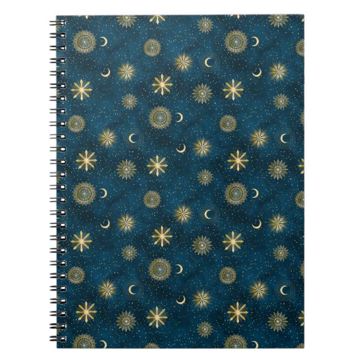 Carnet Céleste Bleu et Or Starry Night Crescent Lune (Devant)