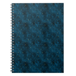 Carnet Céleste Bleu et Or Starry Night Crescent Lune