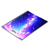 Carnet Céleste bleu et rose Galaxie Nom personnalisé (Côté gauche)