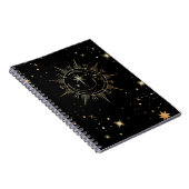 Carnet Céleste Noir et Faux Or Lune Soleil Étoiles (Côté Droit)