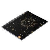 Carnet Céleste Noir et Faux Or Lune Soleil Étoiles (Côté gauche)