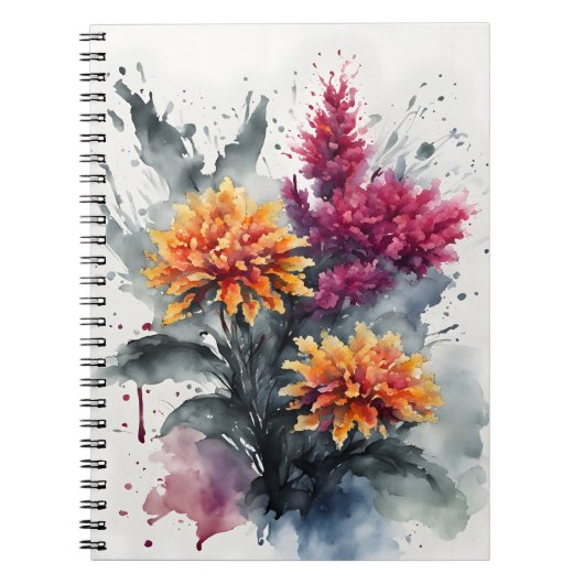 Carnet Celosia - Fleurs aquarelle (Devant)