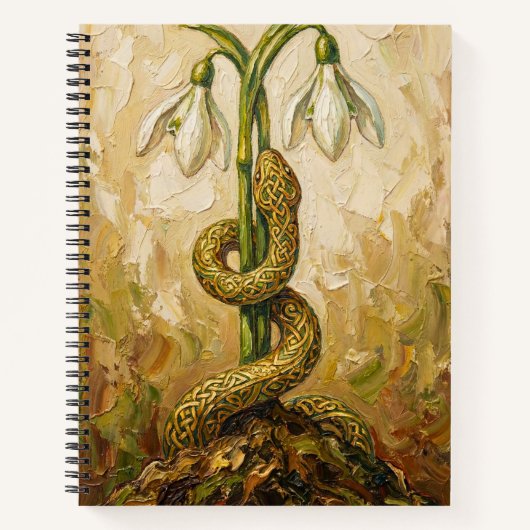 Carnet Celtic Snake Snowdrops Imbolc Rebirth Fantasy Art (Devant)