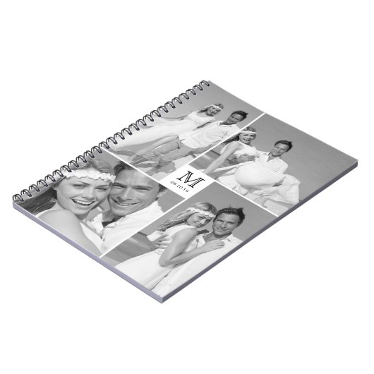 Carnet Centre élégant Carré Monogramme Mariage Photo (Côté gauche)