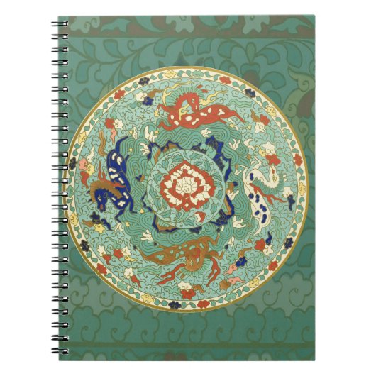 Carnet Cercle chinois antique bleu vert (Devant)