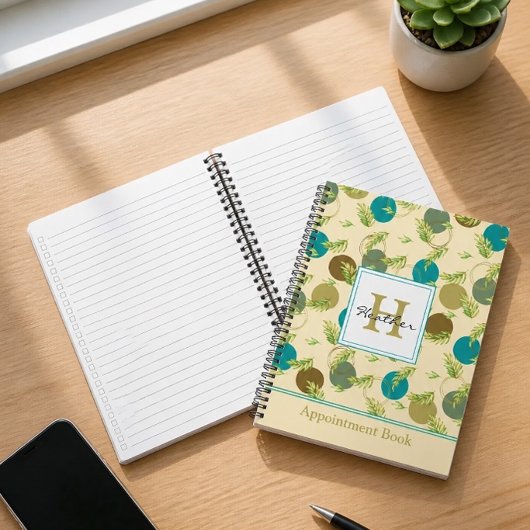 Carnet Cercles Abstraits et Feuilles Monogramme Rendez-vo
