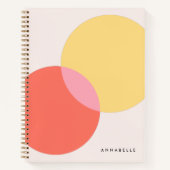 Carnet Cercles Abstraits modernes Rouge Jaune Rose Minima (Devant)