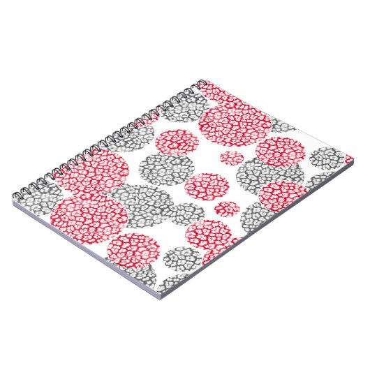 Carnet Cercles avec imprimé léopard gris et rouge (Côté gauche)
