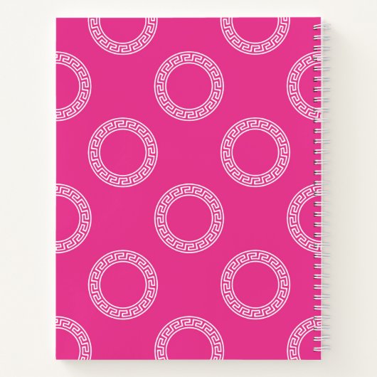 Carnet Cercles clés grecs preppy Priorité Initiales rose (Dos)