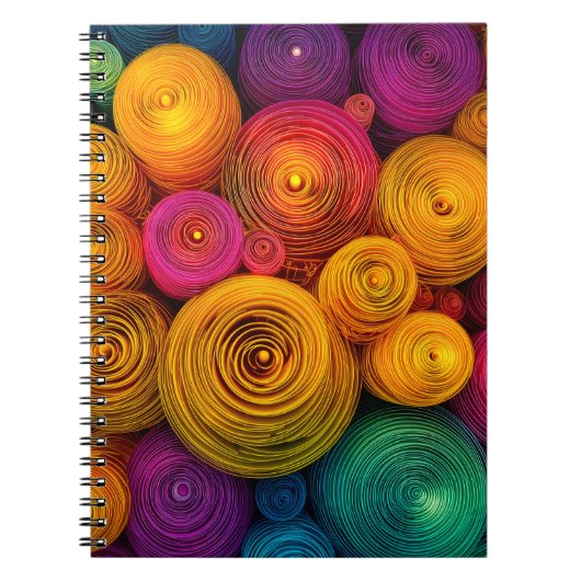 Carnet Cercles concentriques multicolores texture abstrai (Devant)