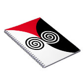 Carnet Cercles de spirale abstraits sur fond noir rouge e (Côté Droit)
