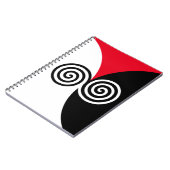 Carnet Cercles de spirale abstraits sur fond noir rouge e (Côté gauche)