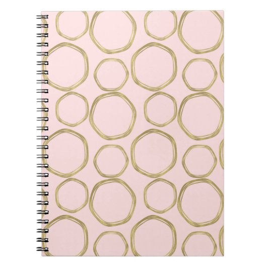 Carnet Cercles d'or et rose rougissant moderne tendance (Devant)