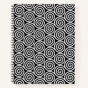 Carnet Cercles en spirale abstraits en noir et blanc