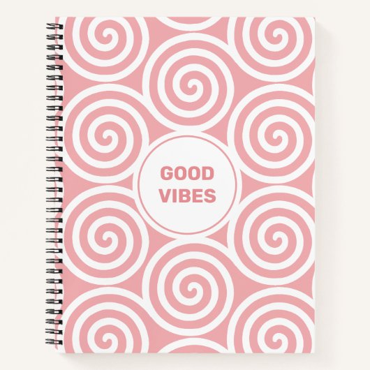 Carnet Cercles en spirale abstraits en rose clair et blan (Devant)