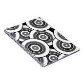 Carnet Cercles et anneaux quadrillage géométrique noir et (Côté Droit)