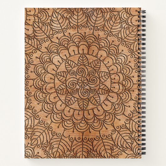 Carnet Cercles floraux en bois sculpté Mandala Personnali (Dos)