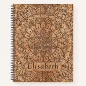 Carnet Cercles floraux en bois sculpté Mandala Personnali (Devant)