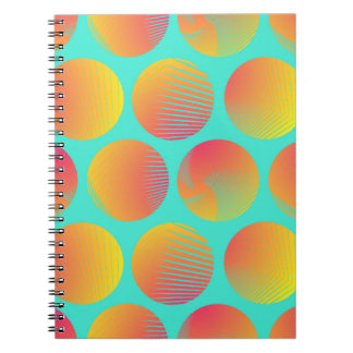 Carnet Cercles Motif sans fil : orange et bleu.