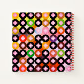 Carnet Cercles multicolores cool et trèfles roses (Dos)