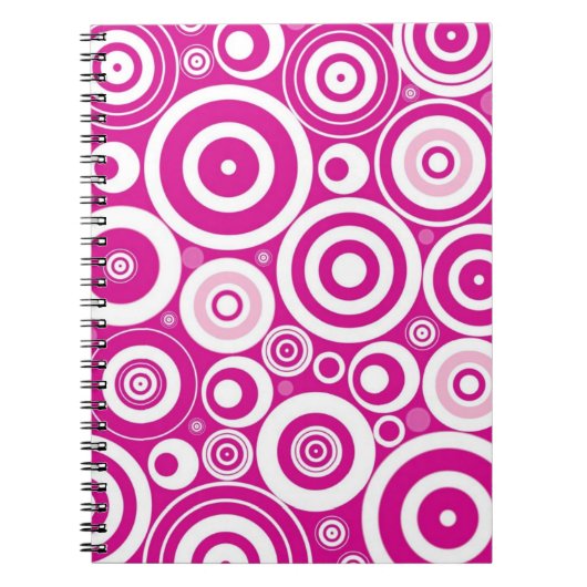 Carnet Cercles rétro concentrés rose et blanc (Devant)