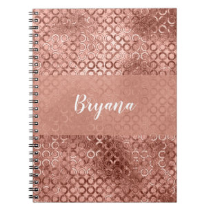 Carnet Cercles Rose Doré Étincelants Luxe Fille Pailletée