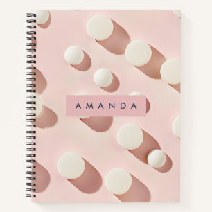 Carnet Cercles Rose Pâle Minimalistes Personnalisés