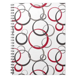 Carnet Cercles rouges gris blanc