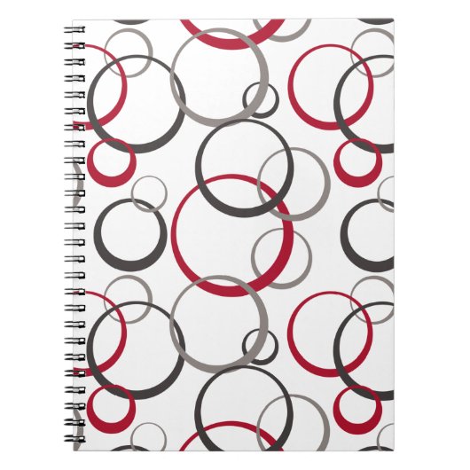 Carnet Cercles rouges gris blanc (Devant)