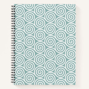 Carnet Cercles spirales abstraits en bleu argenté et blan