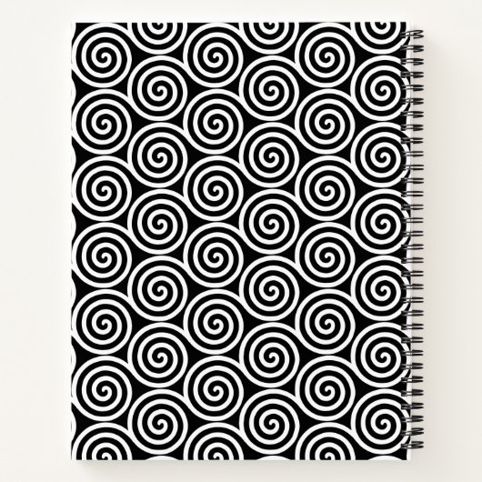 Carnet Cercles spiraux Abstraits en noir et blanc (Dos)