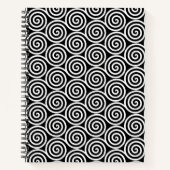 Carnet Cercles spiraux Abstraits en noir et blanc (Devant)
