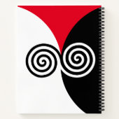 Carnet Cercles spiraux Abstraits en rouge et blanc noir (Dos)