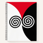 Carnet Cercles spiraux Abstraits en rouge et blanc noir (Devant)