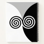 Carnet Cercles spiraux Abstraits sur gris noir et blanc (Dos)