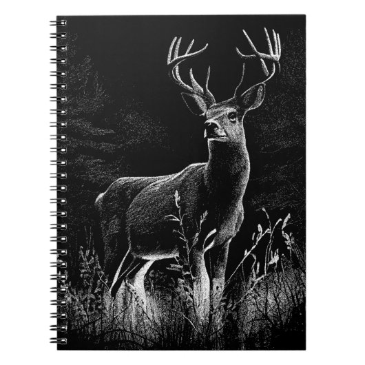 Carnet Cerf aux bois encadrés par champ et arbre (Devant)
