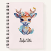 Carnet Cerf de Bébé mignon avec Antlers et Fleurs (Devant)