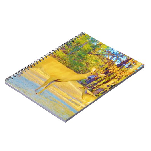 Carnet Cerf de couleur moutarde avec bleu clair (Côté gauche)