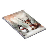 Carnet Cerf de Noël/bonhomme de neige en bois classique (Côté Droit)