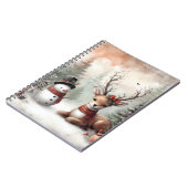 Carnet Cerf de Noël/bonhomme de neige en bois classique (Côté gauche)